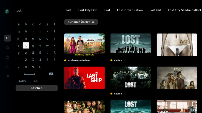 In den Suchergebnissen von Prime Video sind lediglich die Kauf- und Leihtitel markiert. Abo-Inhalte sind nicht von Freevee-Inhalten zu unterscheiden. (Screenshot: Golem.de)